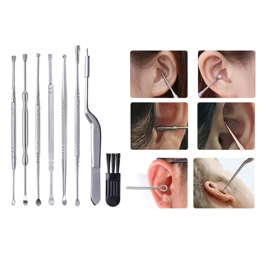 

1 Set of Portable Ear Spoon Ear Pick Set Stainless Steel Ear Cleaning Tools