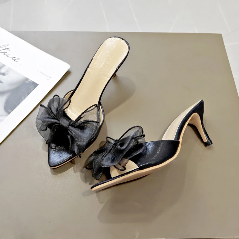 

2021 Summer Women's High heels sandals woman slippers women Butterfly-knot flip flops Zapatillas Female Shoes Pumps Footwear