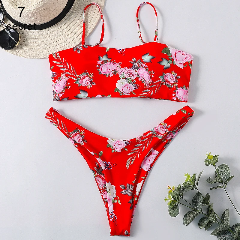 

Padded Bikini Set 2021 Floral Print Swimsuit Women Sexy Summer Swimwear Two Piece Bathing Suit Brazilian Biquini