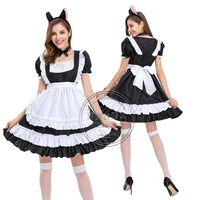 maid dress headwear choker apron matching set lolita kawaii clothes cosplay anime women black pink japanese cosplay costumes
