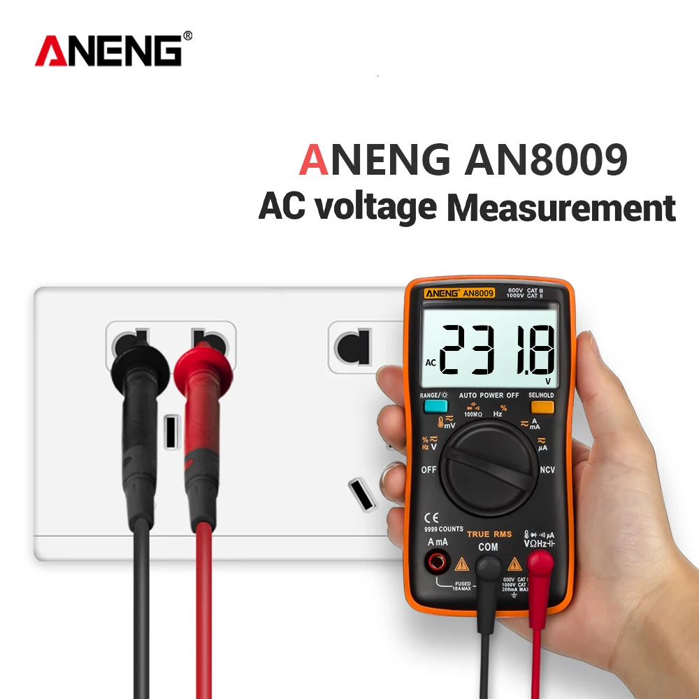 Цифровой мультиметр ANENG AN8009 9999 отсчетов True RMS Автоматический диапазон Омметр NCV