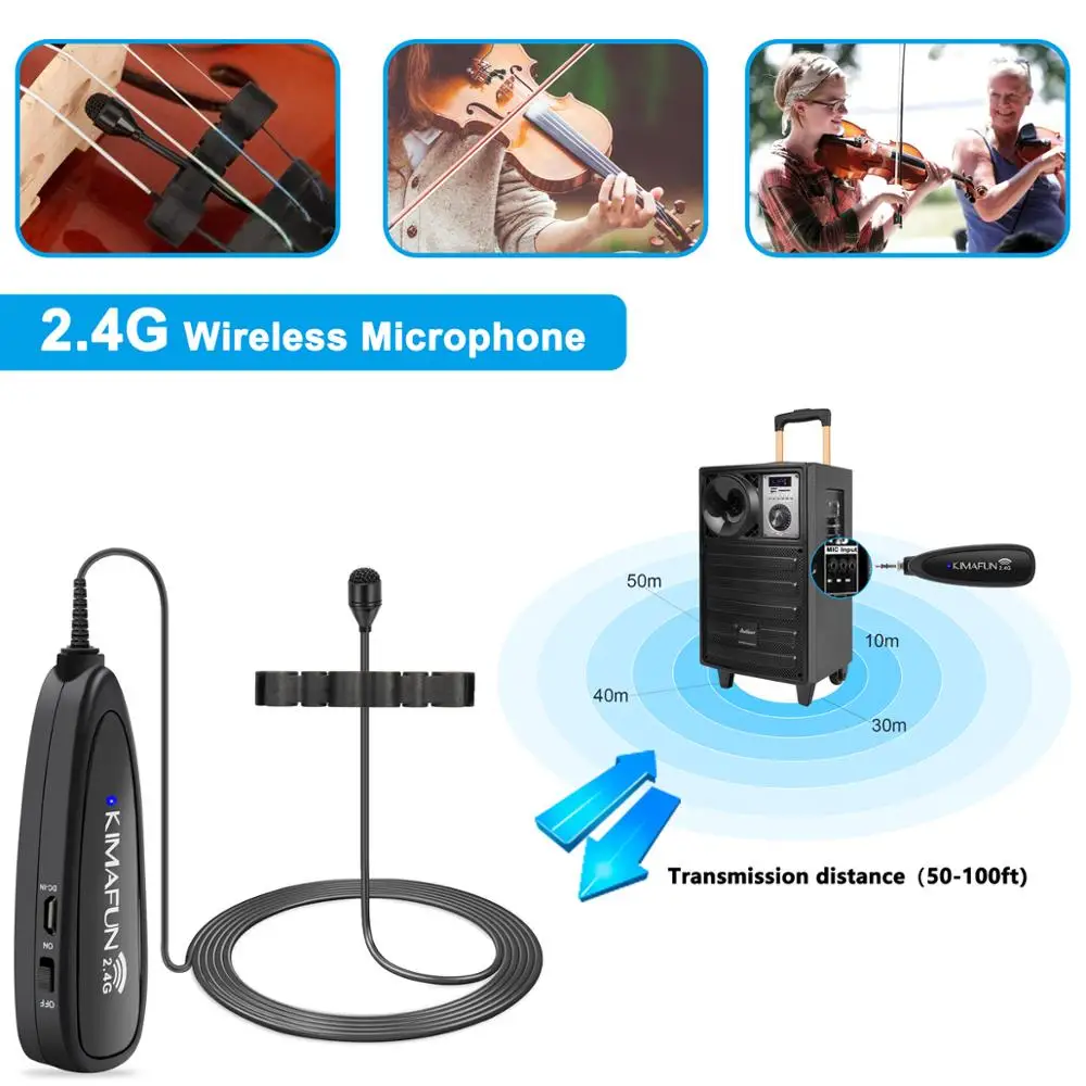 KIMAFUN KM-G150-6 2,4G мини беспроводной Профессиональный музыкальный инструмент конденсаторный микрофон система для скрипки