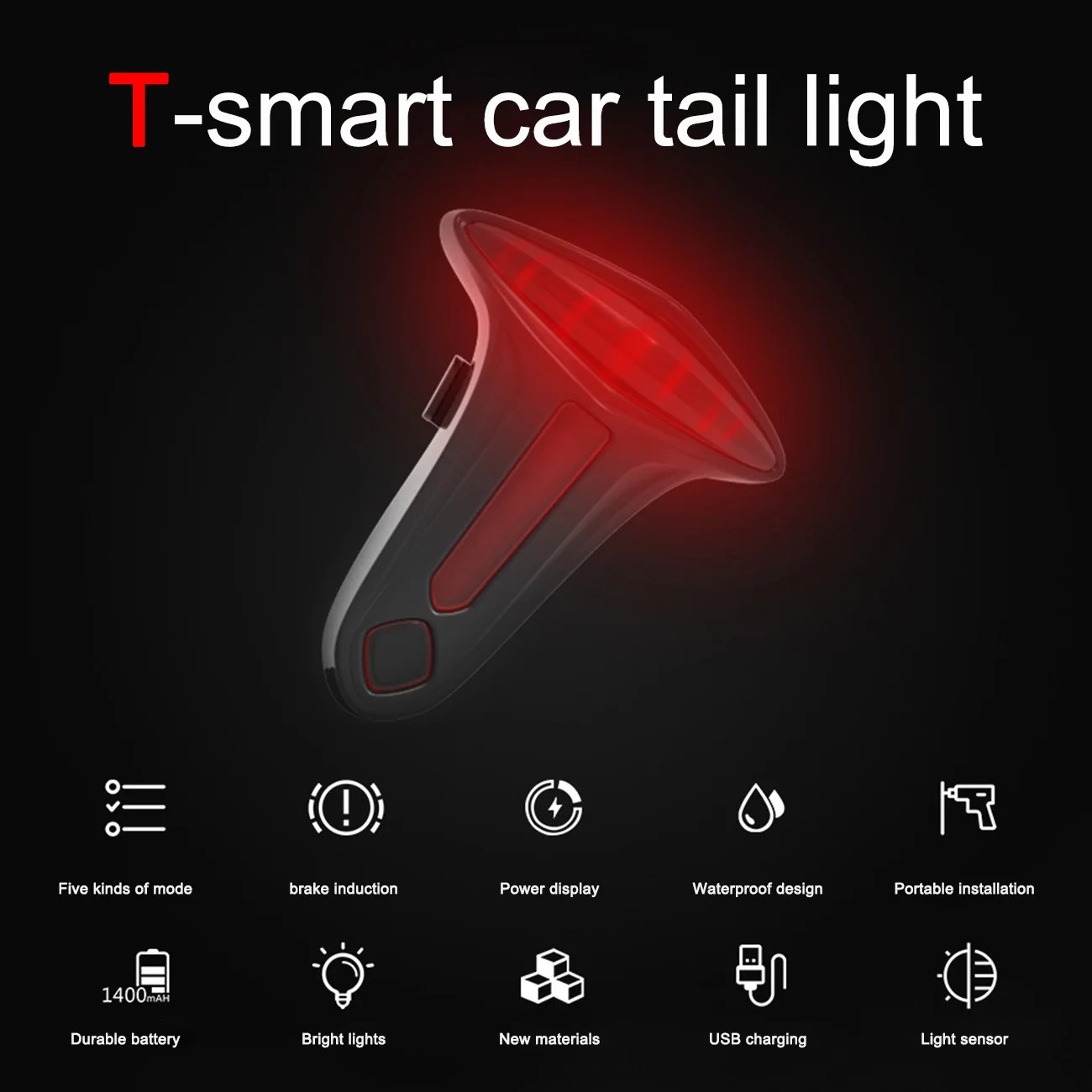 

T Taillight Smart Induction Brake Sensor Bicycle Taillight IPx6 Waterproof LED USB Rechargeabl Cycling Taillight Bike Accessorie