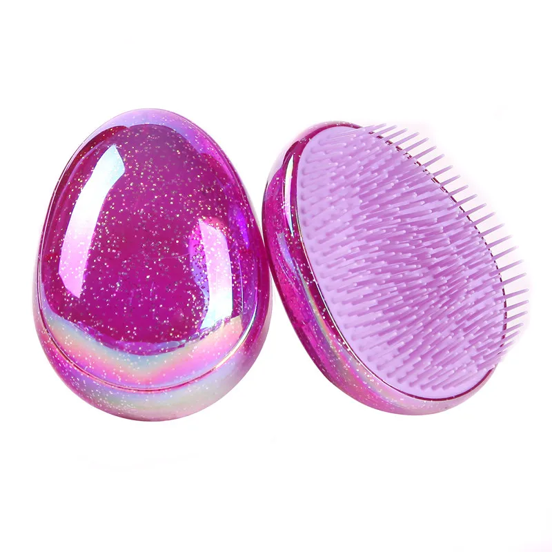 1pc Anti Static Salon Egg Shape Glitter Massage Hairbrush Tangle Hair Brush Styling Tools Detangling Smoothing Comb | Красота и