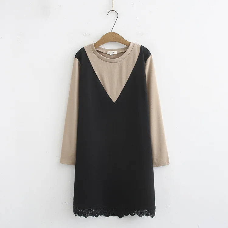 Повседневные платья размера плюс осень 2019 женское модное свободное кружевное