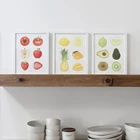 ВИНТАЖНЫЙ ПЛАКАТ с фруктами кухонный плакат года, принт на холсте, яблоко, ананас, авокадо, Настенная декоративная картина, Картина на холсте