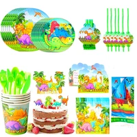 dinosaur party supplies disposable tableware set paper plates napkins straws kids birthday decoration baby shower boy