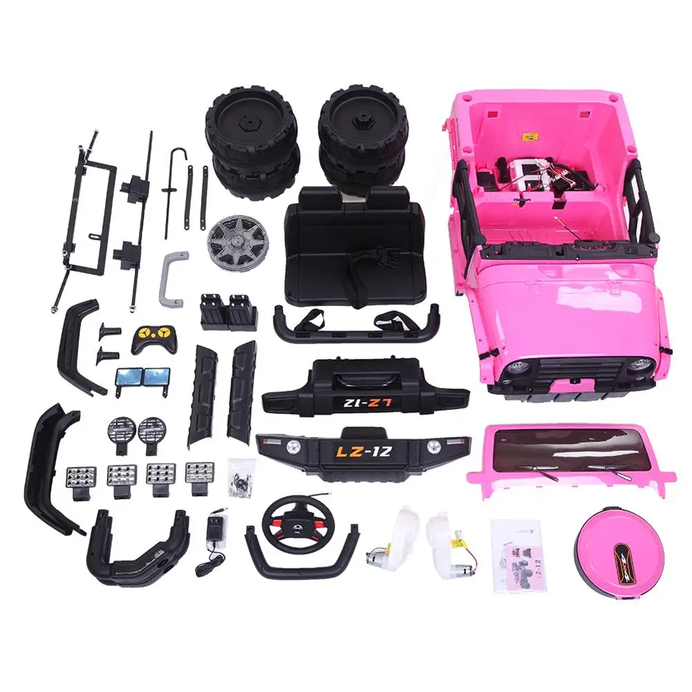 

12V Kids Ride On Car Toy Jeep Rechargeable Battery 4mph Remote Control Pink