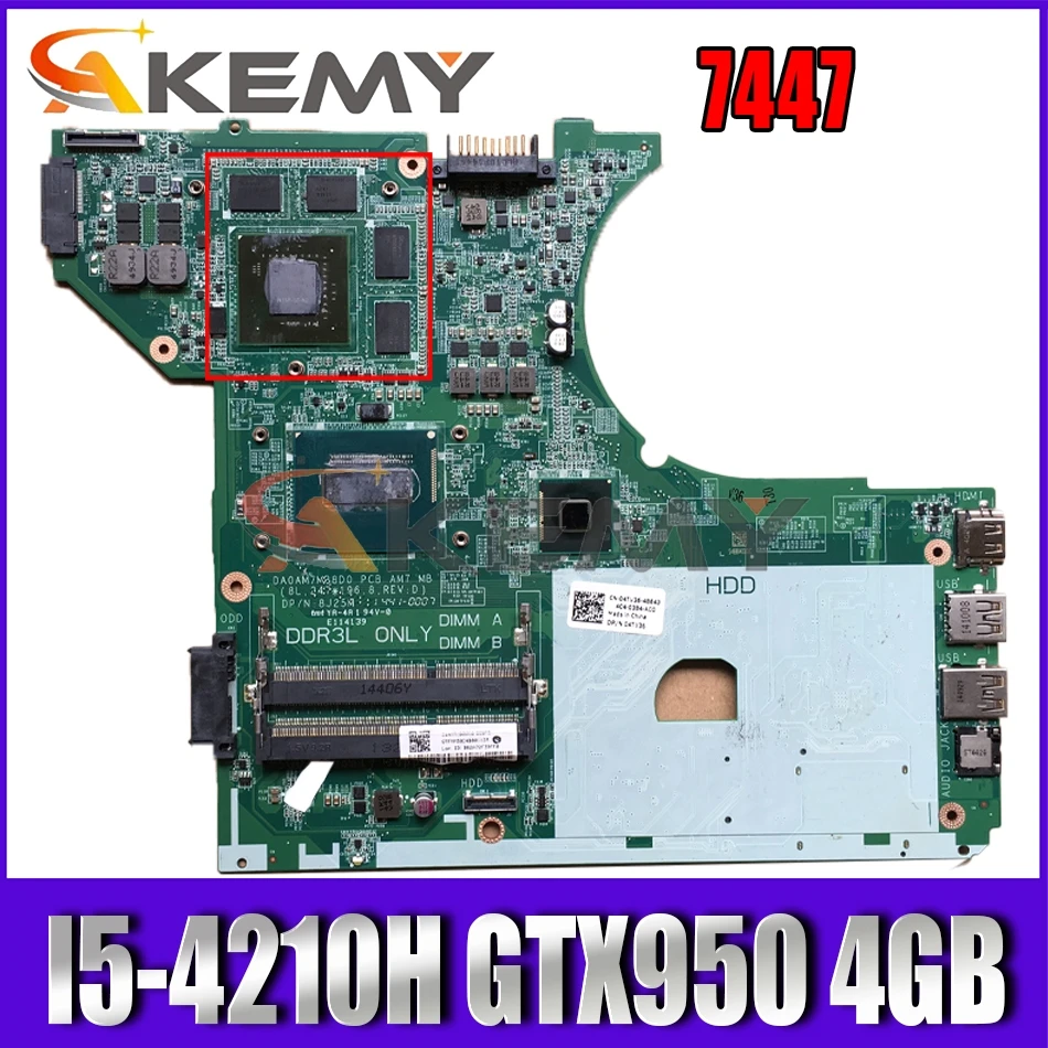 

Akemy Новый I5-4210H GTX950 4 ГБ для Dell 7447 материнская плата 8J25M DA0AM7MB8D0 CN-05N0JN 5N0JN материнская плата 100% тестирование