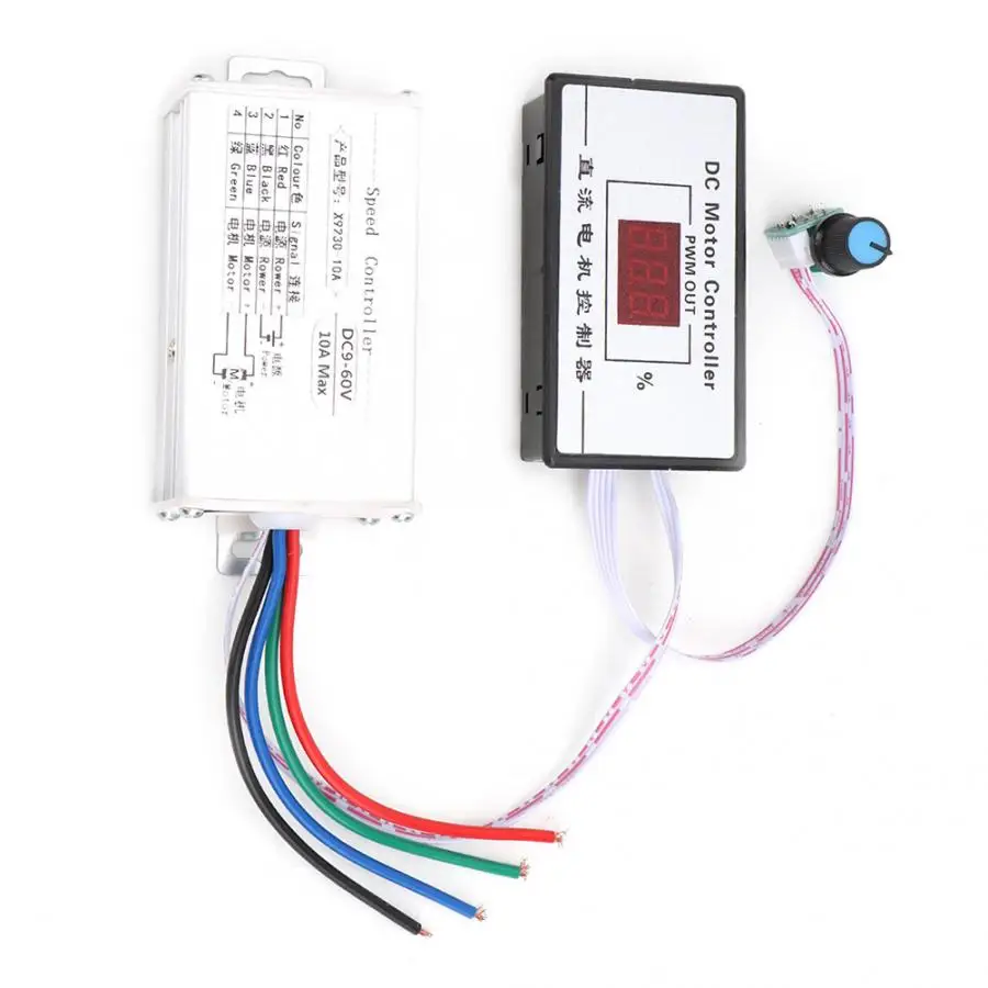 10А цифровой дисплей DC9-60V PWM щетка контроллер скорости двигателя с
