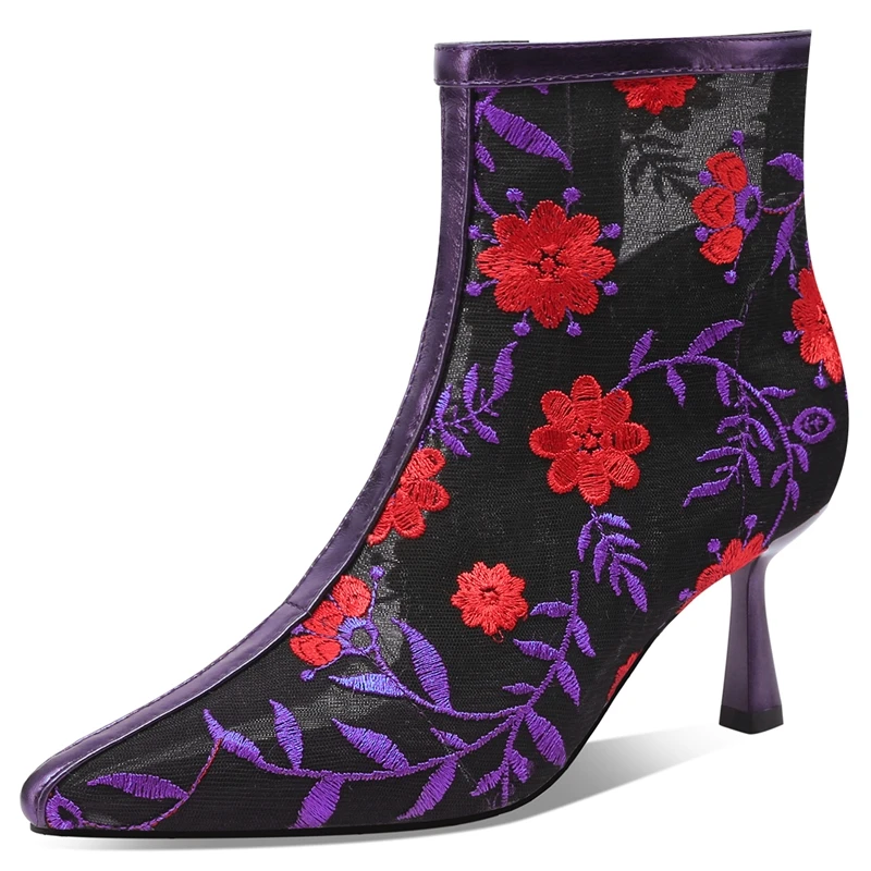 

Autuspin Fashion Mesh Boots for Women Summer 2021 Newest Elegant High Heels Female Office Lady Prom Party Dress Blue Shoes Woman