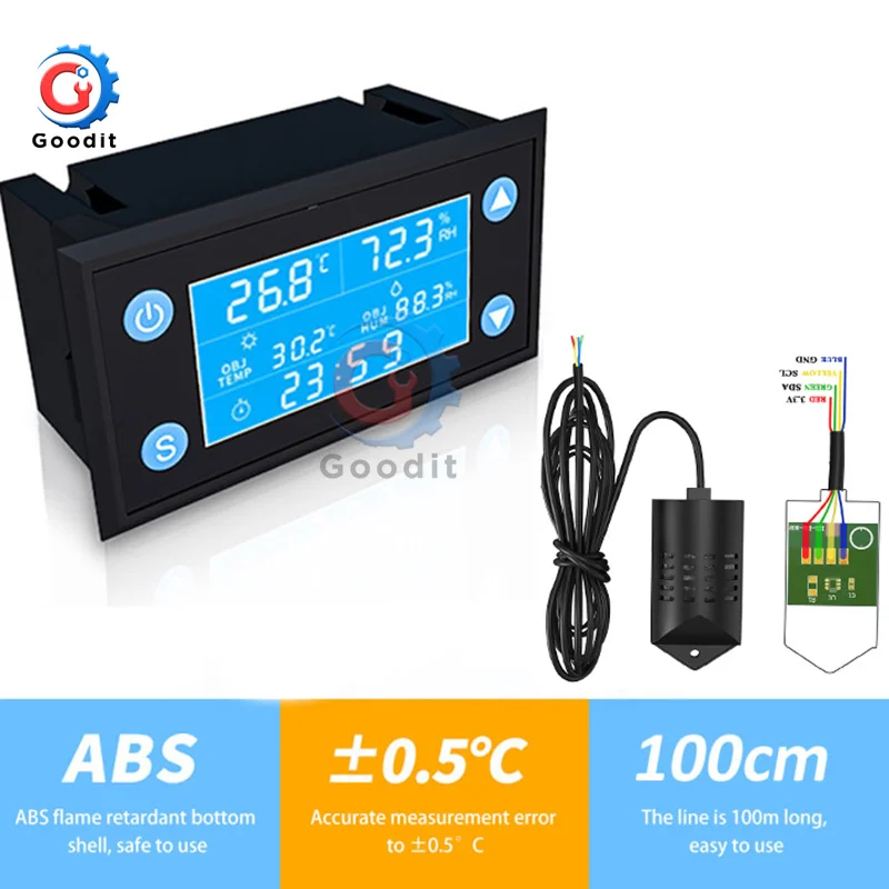 AC110 220 W1212 цифровой Температура регулятор влажности таймер SHT20 Сенсор зонд для