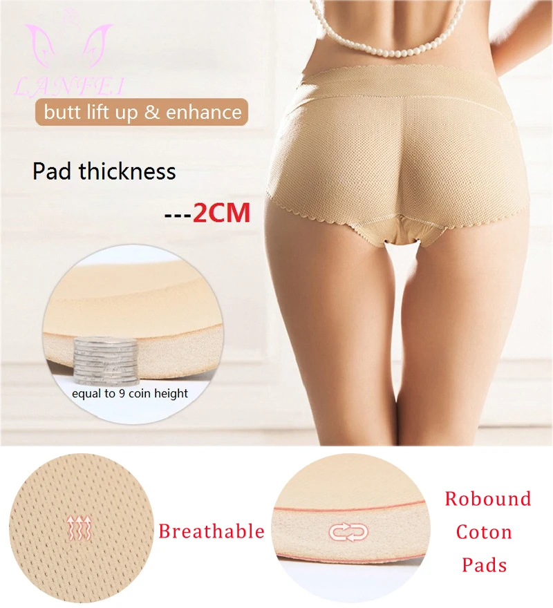LANFEI стыковой Кнопка стеклоподъемника штаны Body Shaper трусы с эластичным поясом для Для женщин сексуальный увеличивающая подкладка для ягодиц Shapingwear дышащие нижнее белье с подкладками