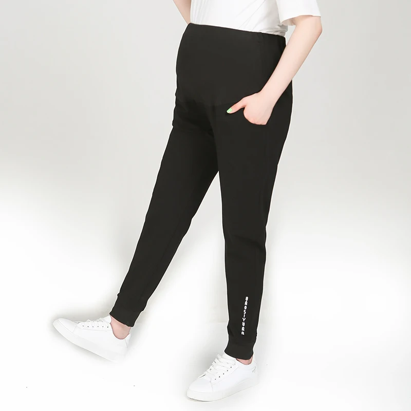 Спортивные брюки для беременных с высокой талией бархатные большого размера на