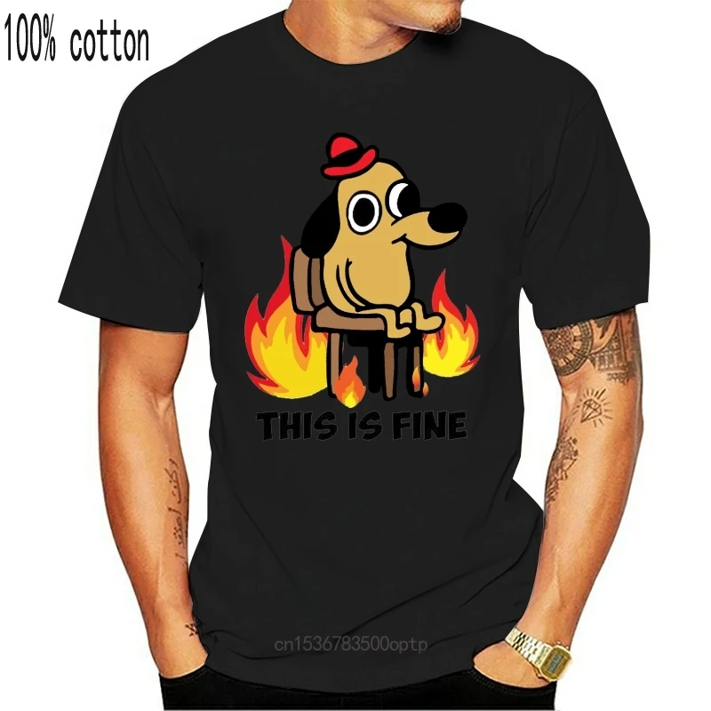 

New Men tshirt Short sleeve This is fine dog meme existence is pain Nihilist T Shirt tee tops Women t-shirt