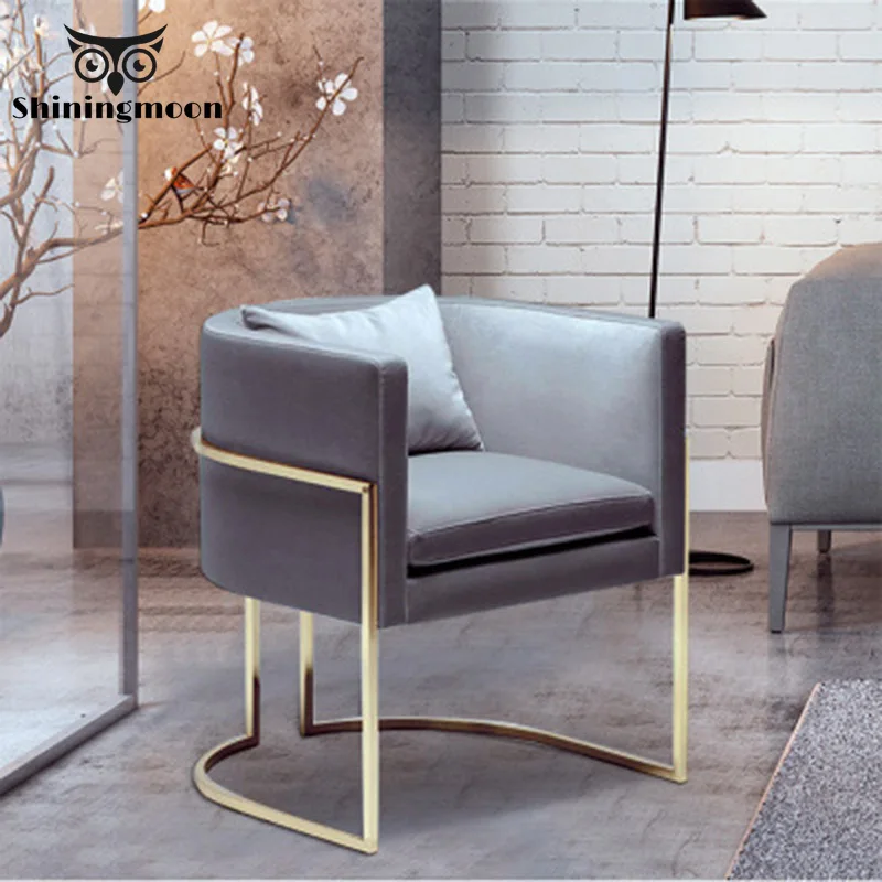 

Nordic Fashion Gold Single Sofa Chair Restaurant Dining Room Chairs Modern Office Meeting Business Home Chair Coffee Shop Chair