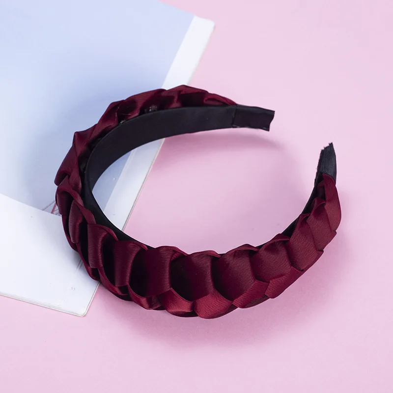 

New Fashion ladies cross knot woven headband girl pure color exquisite wide sided knotted Headband hairscarf