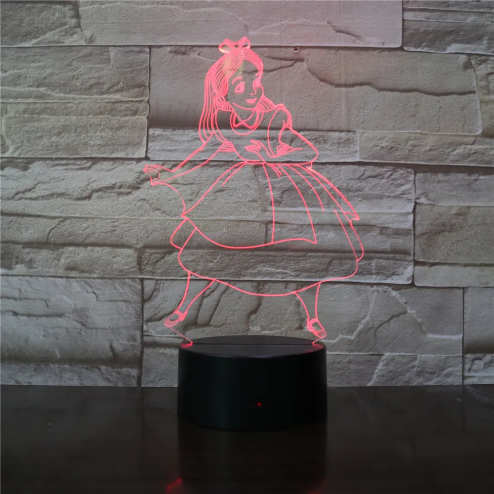 Фигурка принцессы Алиса в стране чудес декоративные 3D Светодиодные ночные