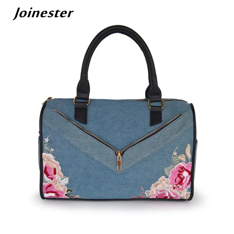 

Джинсовые сумки для женщин Сумка через плечо Повседневные сумки и кошельки Женские сумки Messenger Ретро вышивка Женская сумка на руку