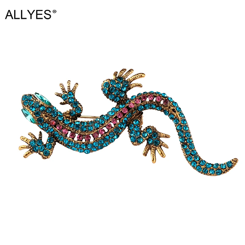 Брошь в виде ящерицы с кристаллами для женщин и мужчин|Броши| |