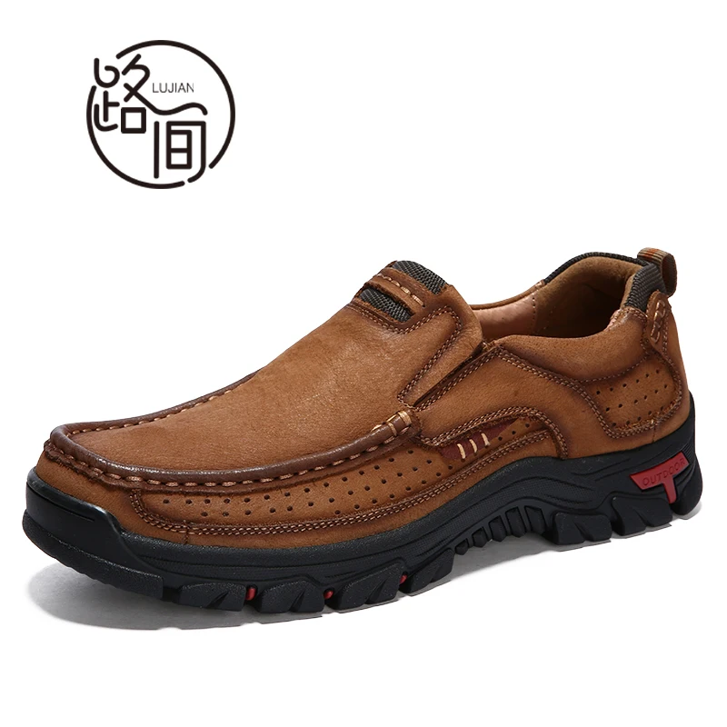 Мужская обувь для пеших прогулок удобные первый слой Воловья кожа уличные