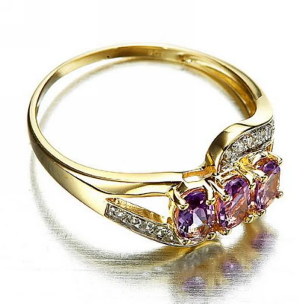 Хит продаж европейские кольца на палец для женщин Фиолетовый Цирконий класса ААА