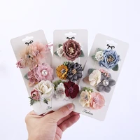 3pcsset artificial flower baby girl hair clips pearl chiffon newborn hairgrips photography props hairpins hair accessories