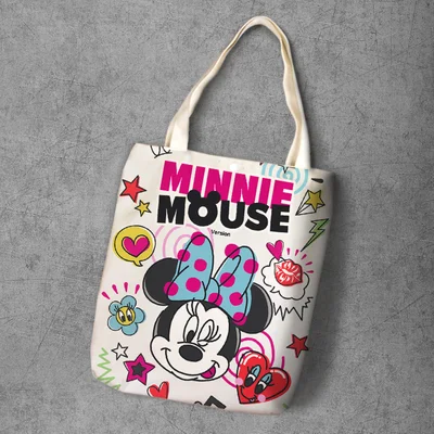 Плюшевый Рюкзак disney, Мультяшные сумки, дамская сумка для покупок, Холщовая Сумка с Микки Маусом и Минни, сумка на плечо, сумки-тоут, розовая сумка с Микки Маусом