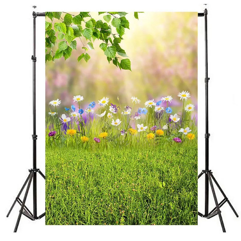 Весенний фон зеленый газон цветы Бабочка новорожденные дети фоны для фотостудии