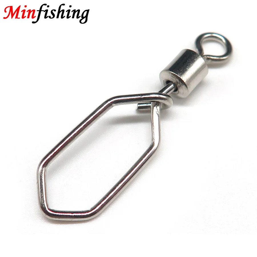 

Minfishing 25/50 pcs/lot Stainless Steel Rolling Swivel with Big Snap Clip Fishing Accessories Fishing Hook Connector Tackle
