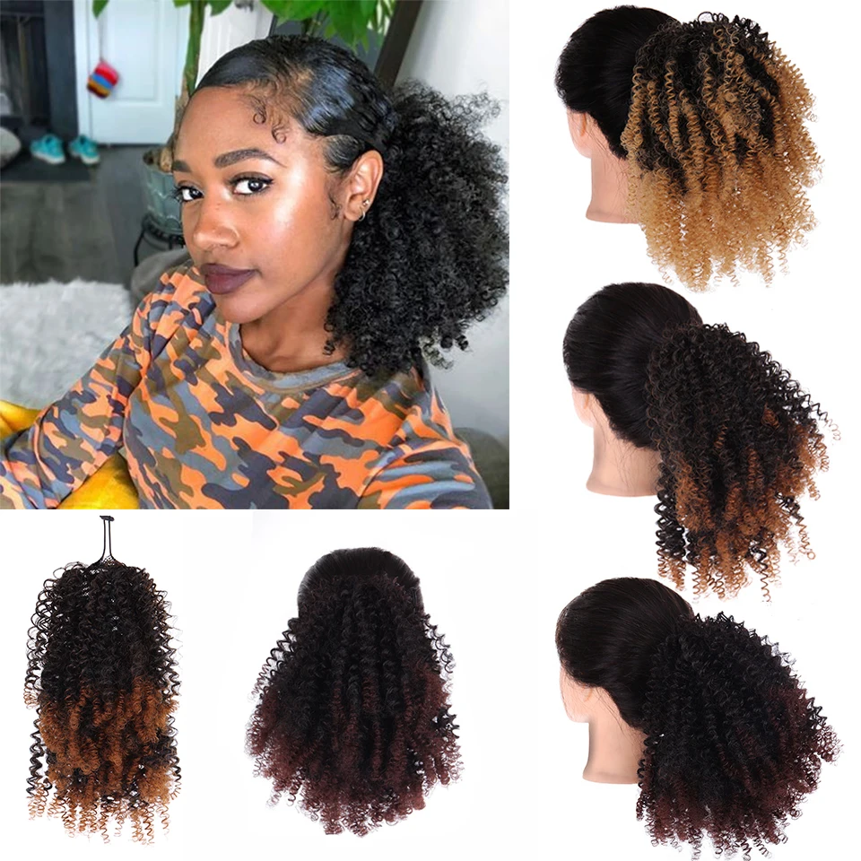 LUPU Афро американский натуральный черный кудрявый короткий конский хвост