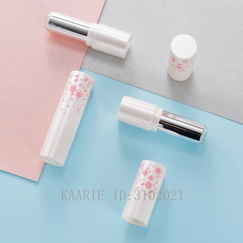 

10/30/50pcs Pink White Cherry Blossoms Round 12.1mm Empty Lipstick Tube Lip Balm Bottle Lipstick Shell Packaging Cosmetics