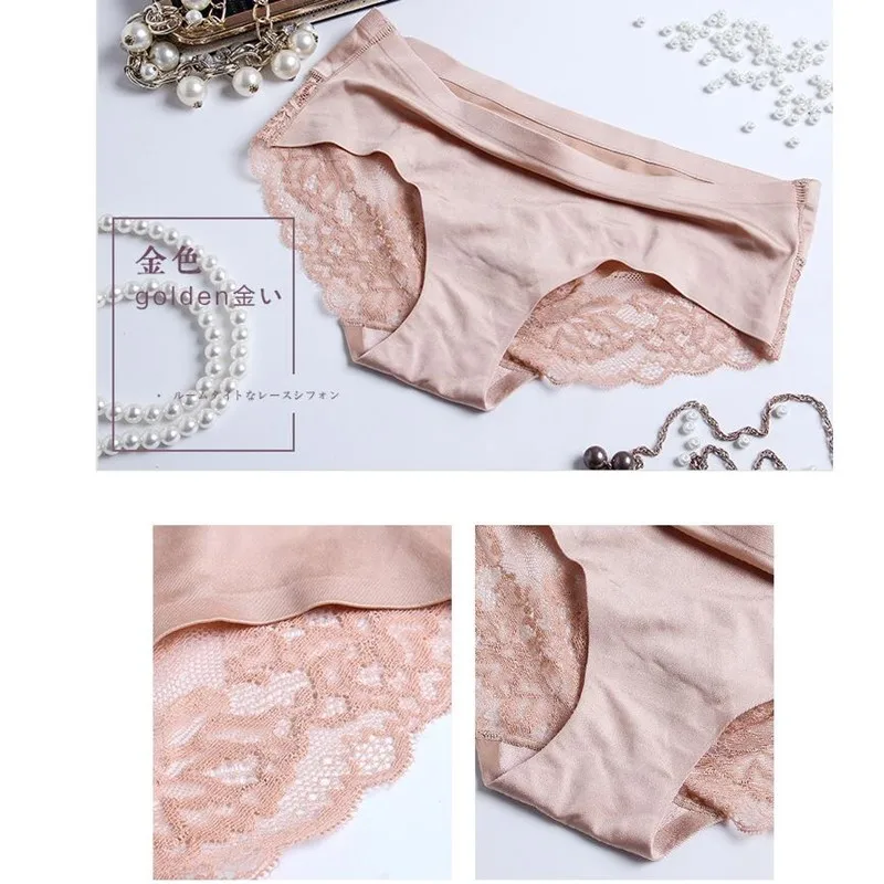 Flesh Jeseca New Sexy Lace Female Briefs Transparent Panties Low-Rise Underwear Hollow Out Easy-Dry Breathable Seamless Short Briefs - Цвет: Flesh