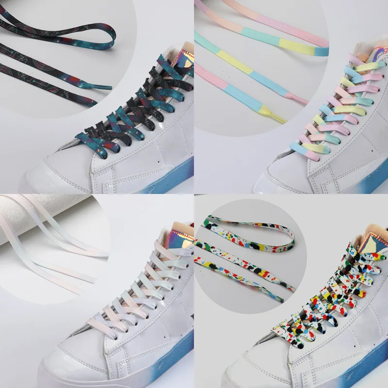 

Tie-dyed Shoelaces Sneakers Shoelace Basketball Shoes Fashion Personality Color Sports Flat Shoeslace Rope Wholesale