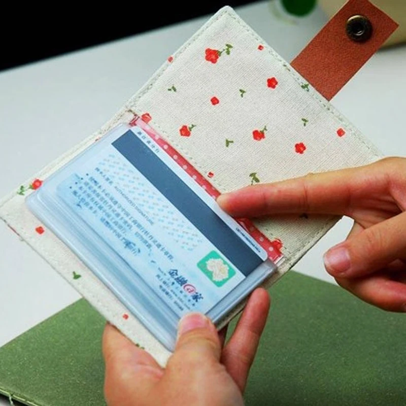 

20 Slots Canvas Card Holder for Women Girls Floral Credit Card Member Business Card Wallets Lady Card Case Porte Carte Bancaire