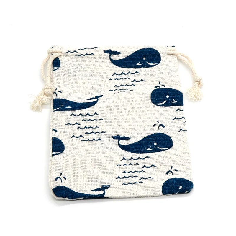1 шт. Милый хлопковый льняной тканевый мешок для сбора пыли с голубым Китом