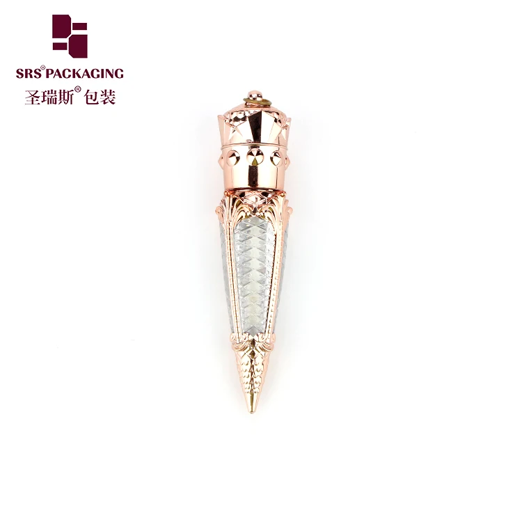 

small volume 5ml special shape rose gold make up empty luxury queen crown lip gloss tube
