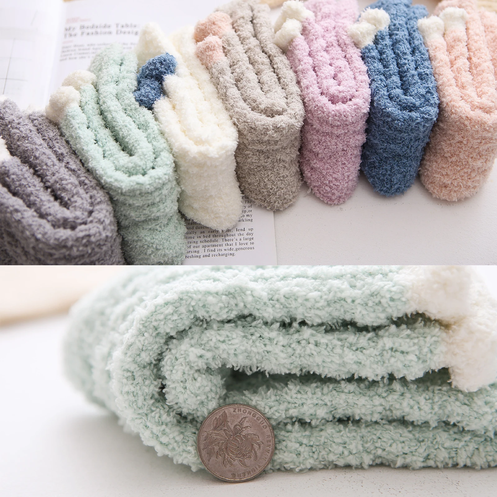 

Warm Lamb Wool Socks 2/4 Pairs Women Girl Warm Fleece Socks Middle Tube Floor Socks