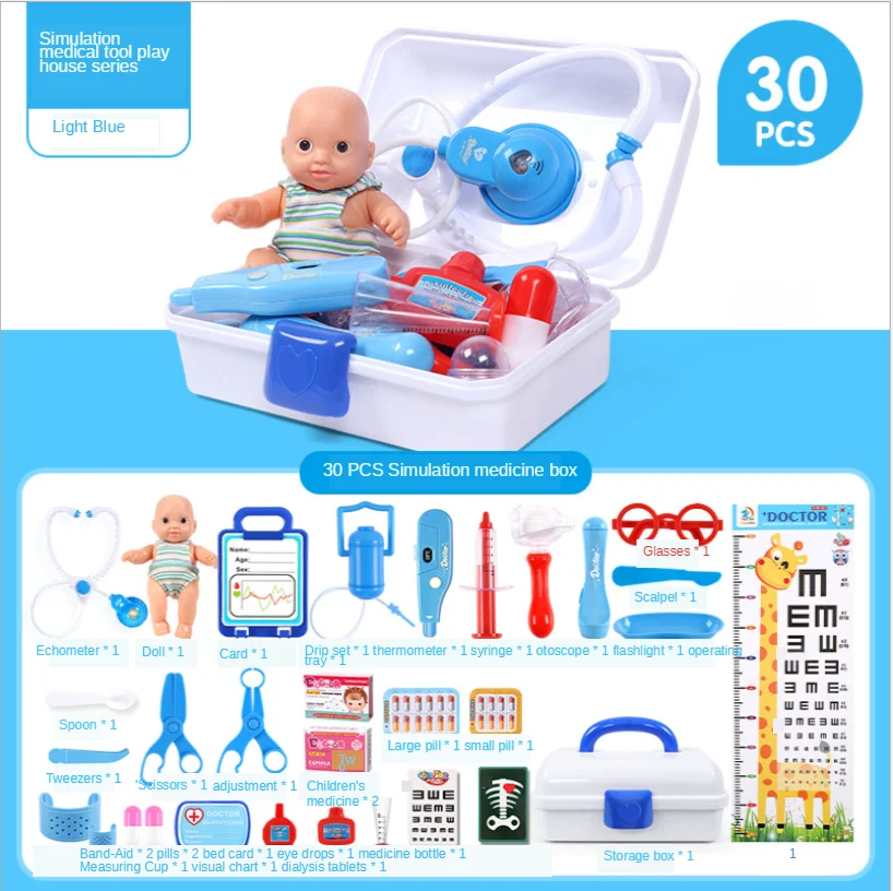 

2020 new 25-40Pcs Doctor Toy Girl Games Kids Set Role-Playing Medical Thermometer Equipment Costume Education for Children Gifts