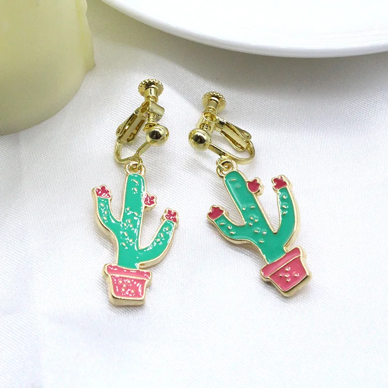 

2021 Korean Fashion Cactus earrings Women's simple delicate pendientes earring for Student Patry Jewelry for Women Gifts