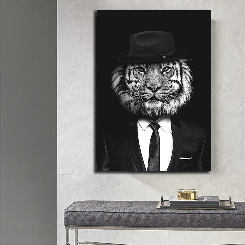 Абстрактный постер картина с рисунком животных изображением кота и тигра