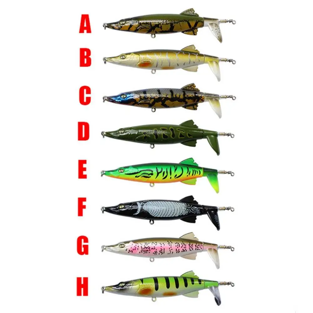 

Atificial Lure 13cm 16g Topwater Fishing Lure Artificial Hard Bait 3D Eyes Plopper With Rotating Tail Fishing Tackle 2021