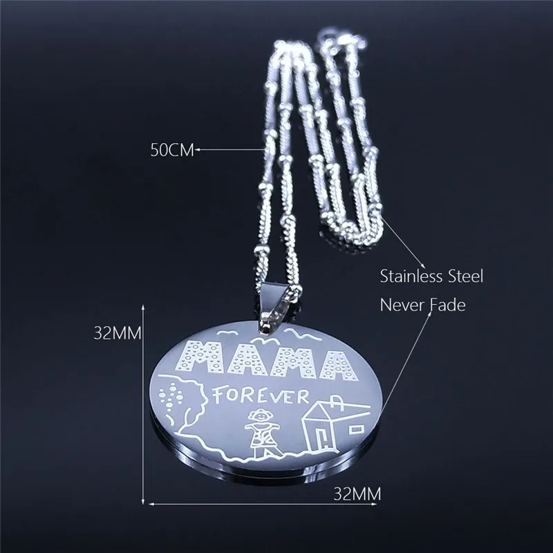

Spanish Mama and Baby Stainless Steel Charm Necklaces Silver Color Women Jewelry Mother's day gift cadenas mujer N581S01