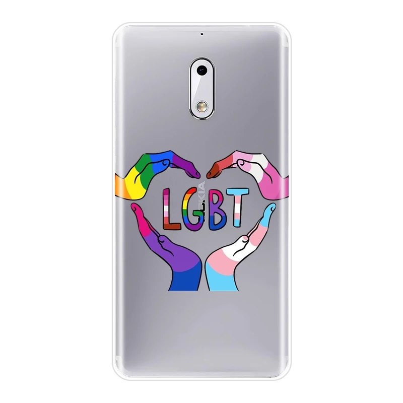 ТПУ LGBT гей сердце любовь лесбиянок Радуга Прайд задняя крышка для Nokia 1 2 3 5 6 8