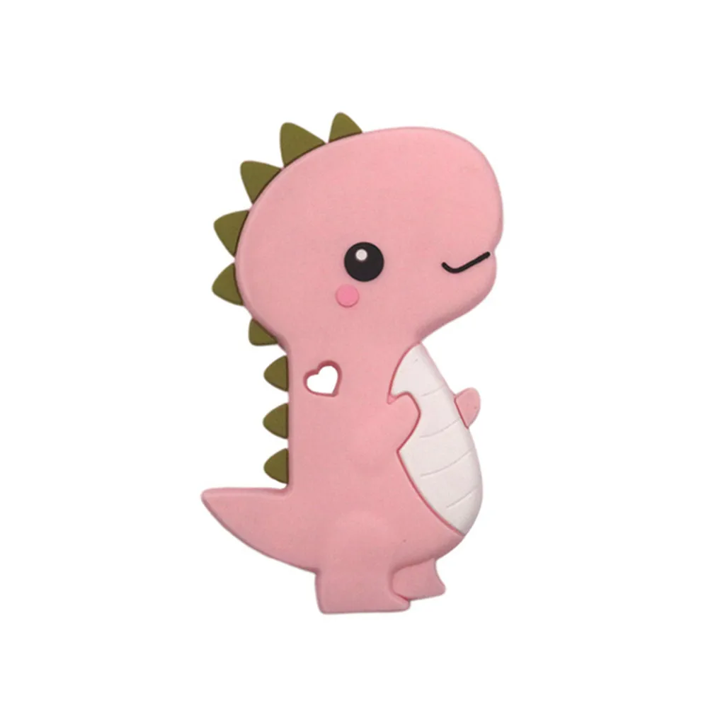 Mordedor seguro para beb&eacute; reci&eacute;n nacido, sin BPA, Animal encantador, dinosaurio, bricolaje, mordedor de silicona, juguetes de dentici&oacute;n para ni&ntilde;os-4