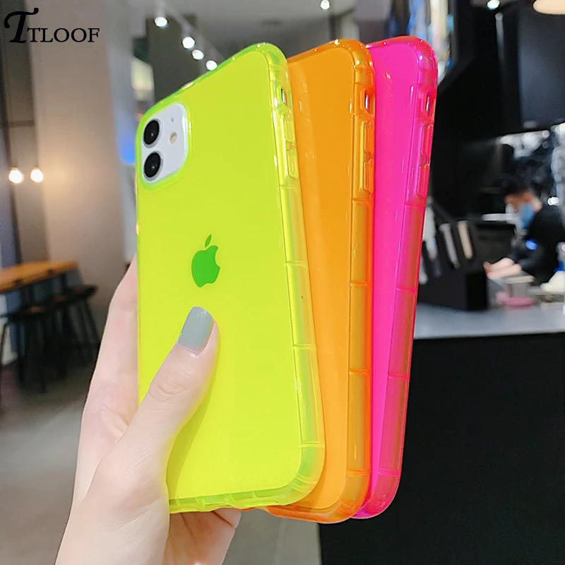 Хит продаж неоновый флуоресцентный силиконовый чехол для телефона iPhone 11 Pro Max X XR XS