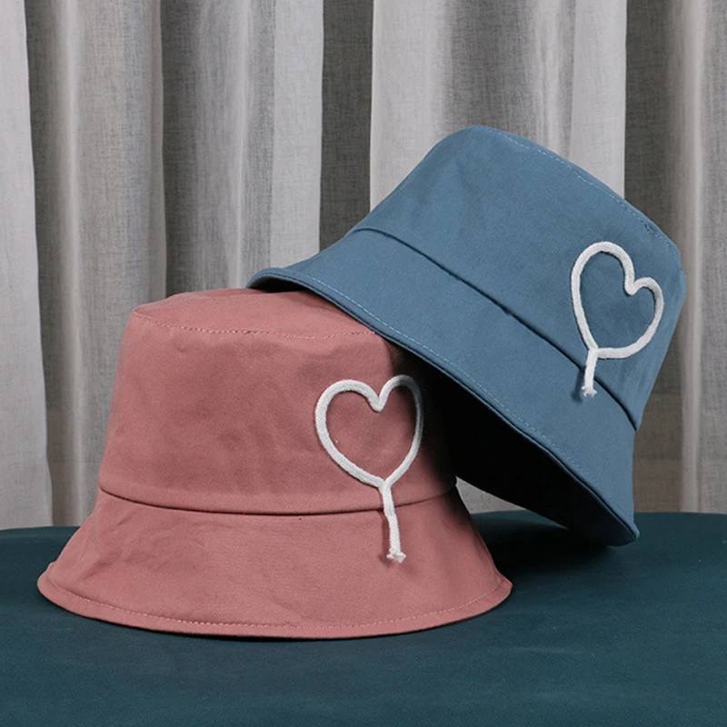 

Casual Heart Cotton Bucket Hat Women Men Travel Fishing Basin Hat Unisex Outdoor Fashion Cap Female Sun Hat Wholesale ZZ-486