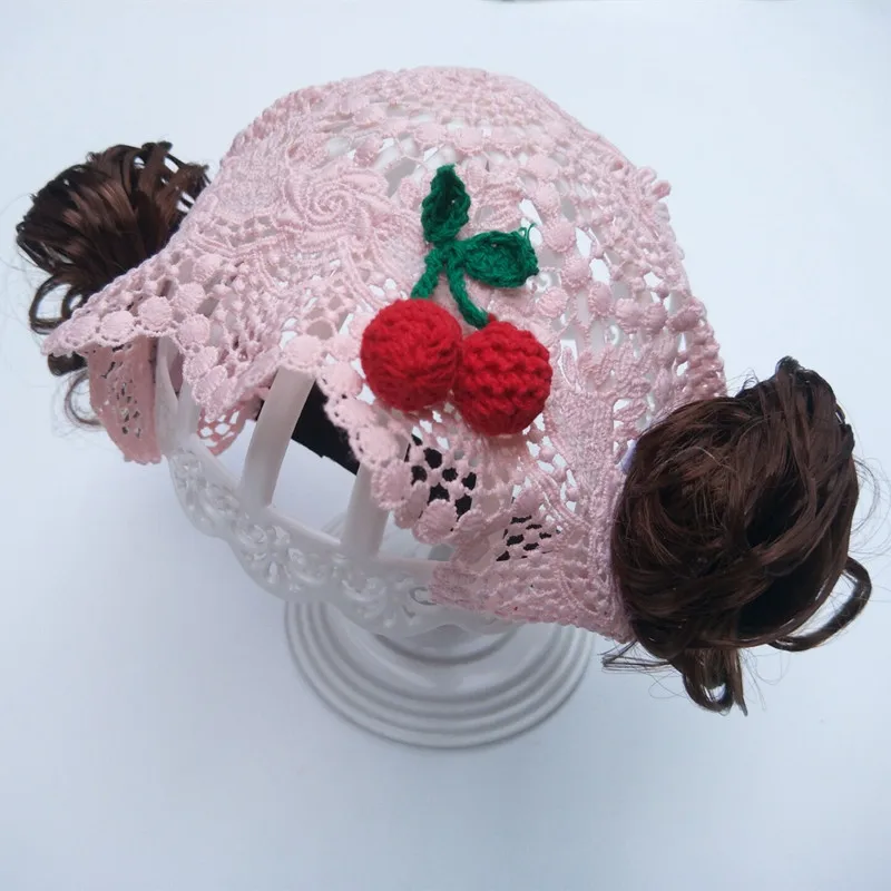 Yundfly Baby Lace Headband Newborn Wig Hat Princess Girls Cherry Flowers Bangs Photo Props | Мать и ребенок