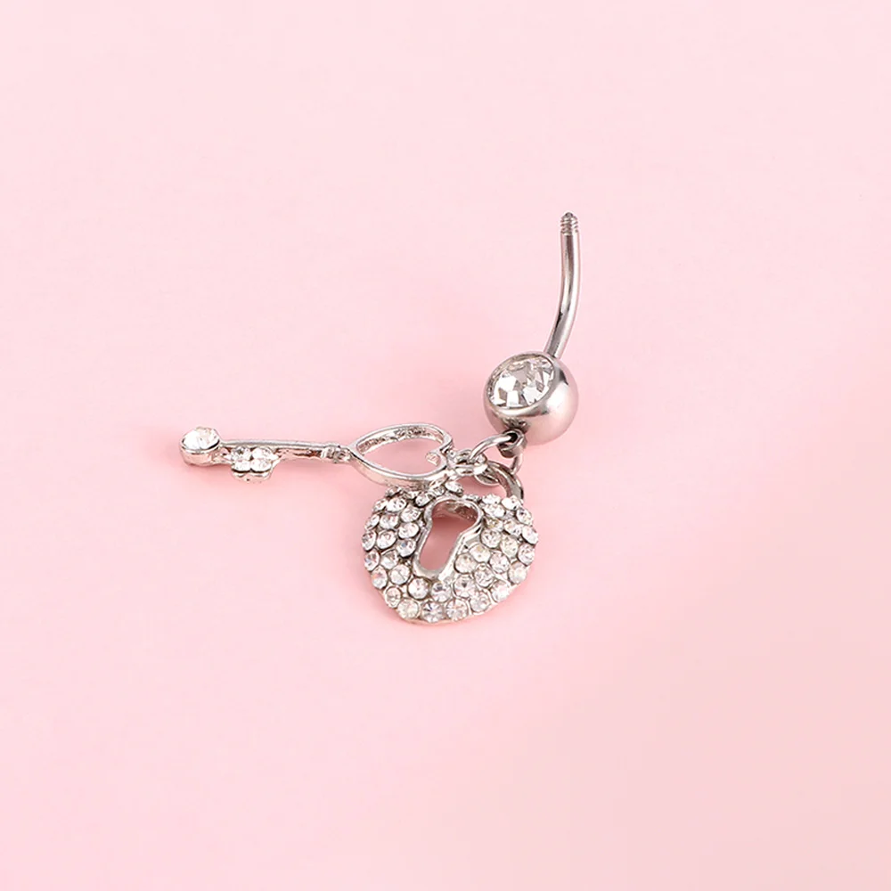 Fashion Jewelry Crystal Heart Shape Key Belly Button Nails Navel Ring Accessories Puncture Dance |