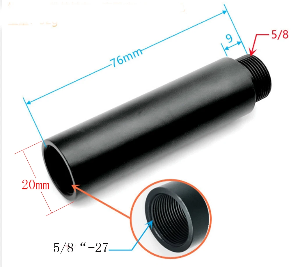 

New 3"(76mm) Micro Rod With 5/8"-27 Female To 5/8" Male Mic Thread Screw Adapter